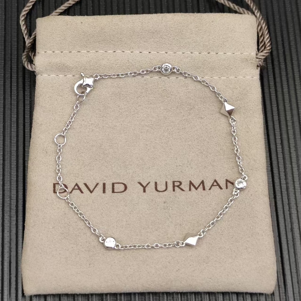 David Yurman Silver Petite Modern Diamond-Studded Bracelet